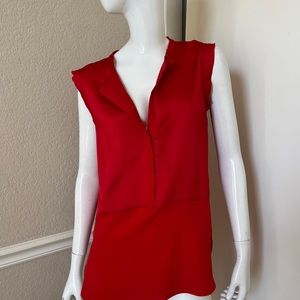 ELOGY SPAIN NEW! Bright Red Silky Sleeveless Blouse Sz S